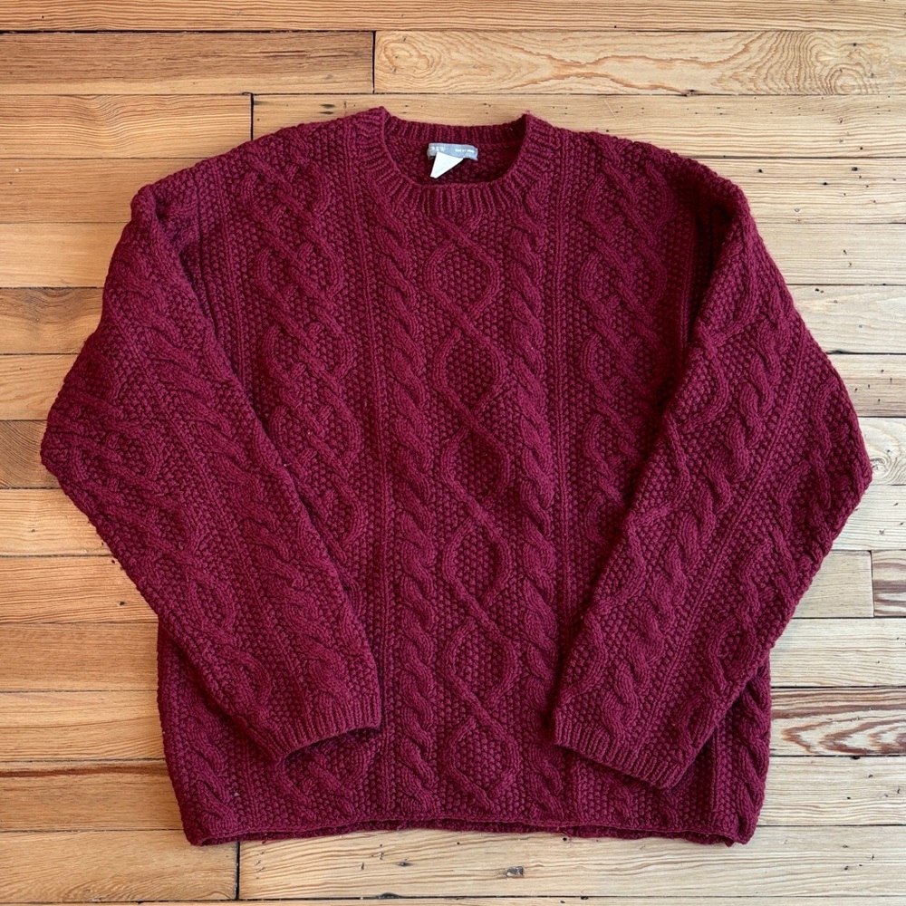 J. Crew Men's Cable Knit Sweater - Deep Red